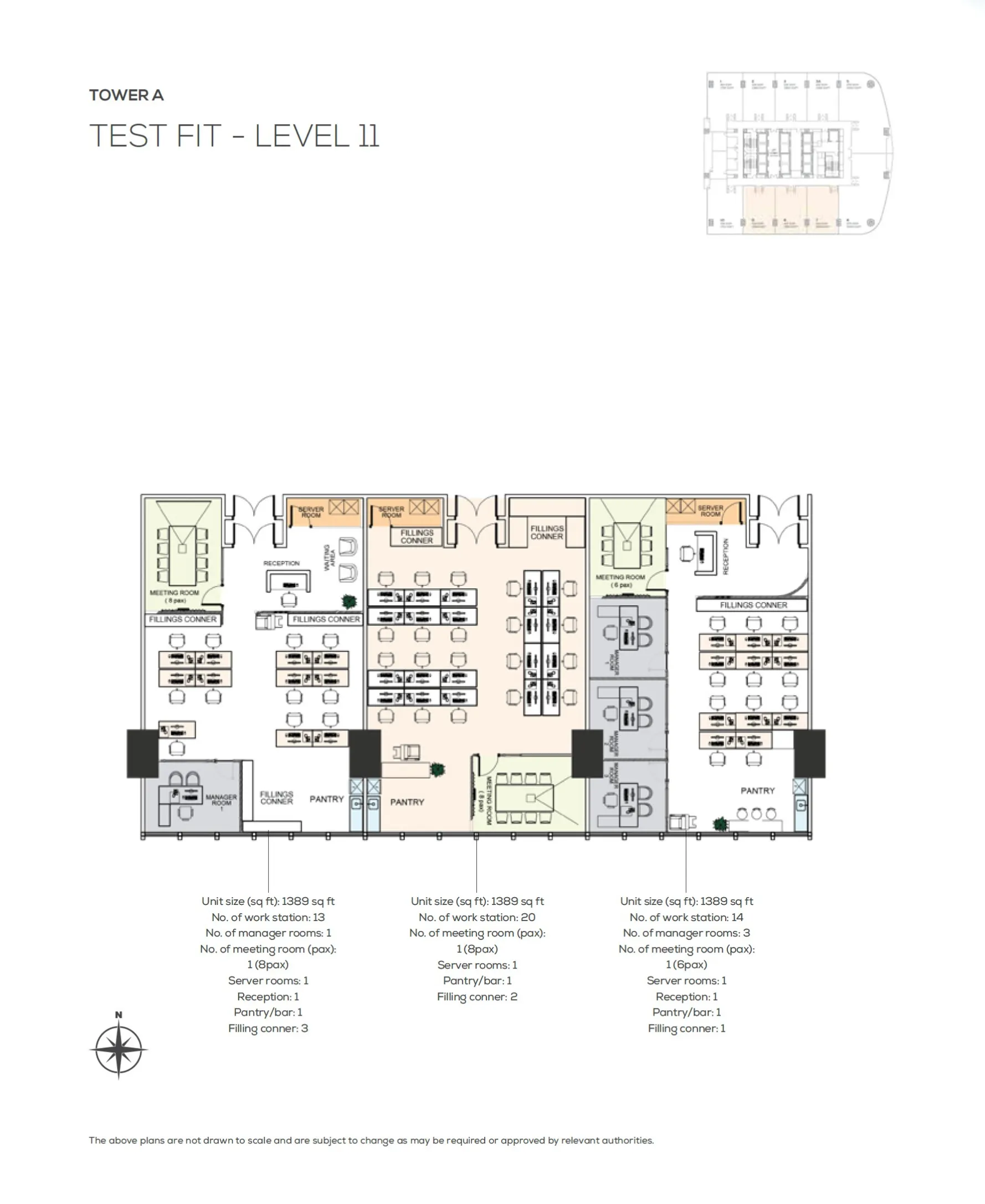 Duo Tower Bangsar South test fit layout - open plan office configuration