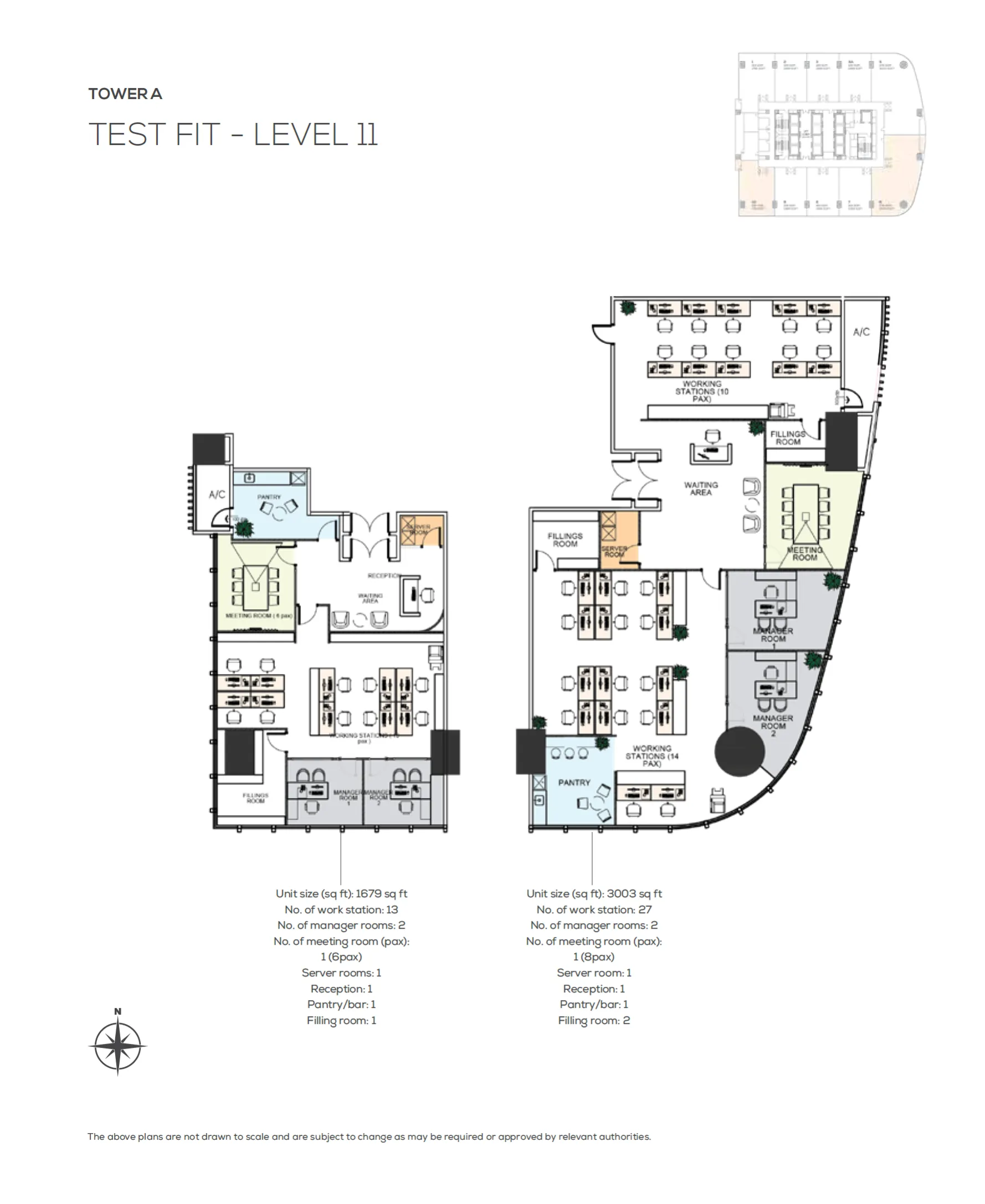 Duo Tower KL office test fit - partitioned workspace layout for Bangsar South offices